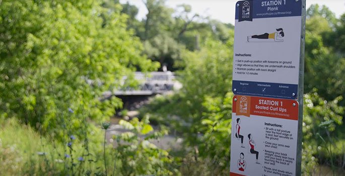 fitness loop sign with instructions